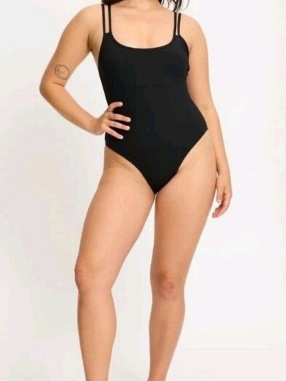 Modibodi Black Double Strap Scoop One Piece Swim Bodysuit XS